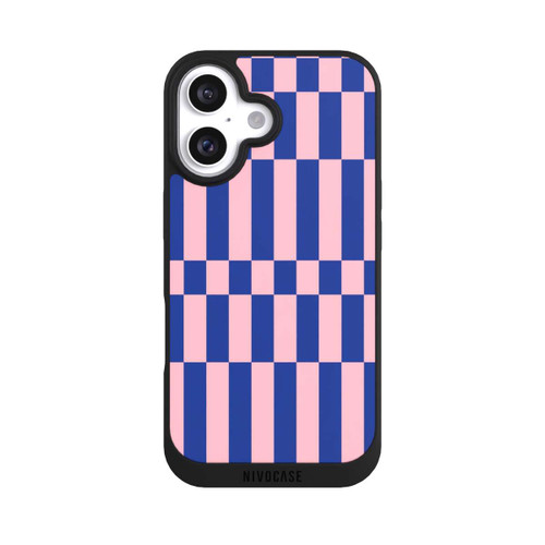  NIVOpure Checked Abstract Bold Electric Blue and Pink Color Block