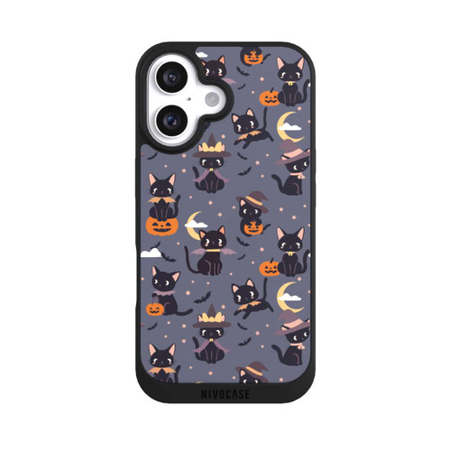 Apple iPhone 16 NIVOpure Cute Halloween Witch Cats and Pumpkins