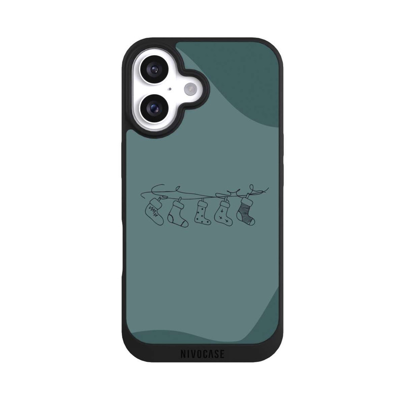 iPhone 16 NIVOpure Christmas stockings line art minimalistic
