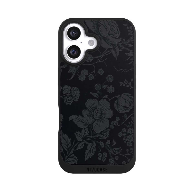 iPhone 16 NIVOpure Dunkle Blumen Vintageoptik