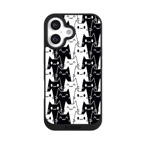 Apple iPhone 16 NIVOpure Katzentapete Schwarz Weiß