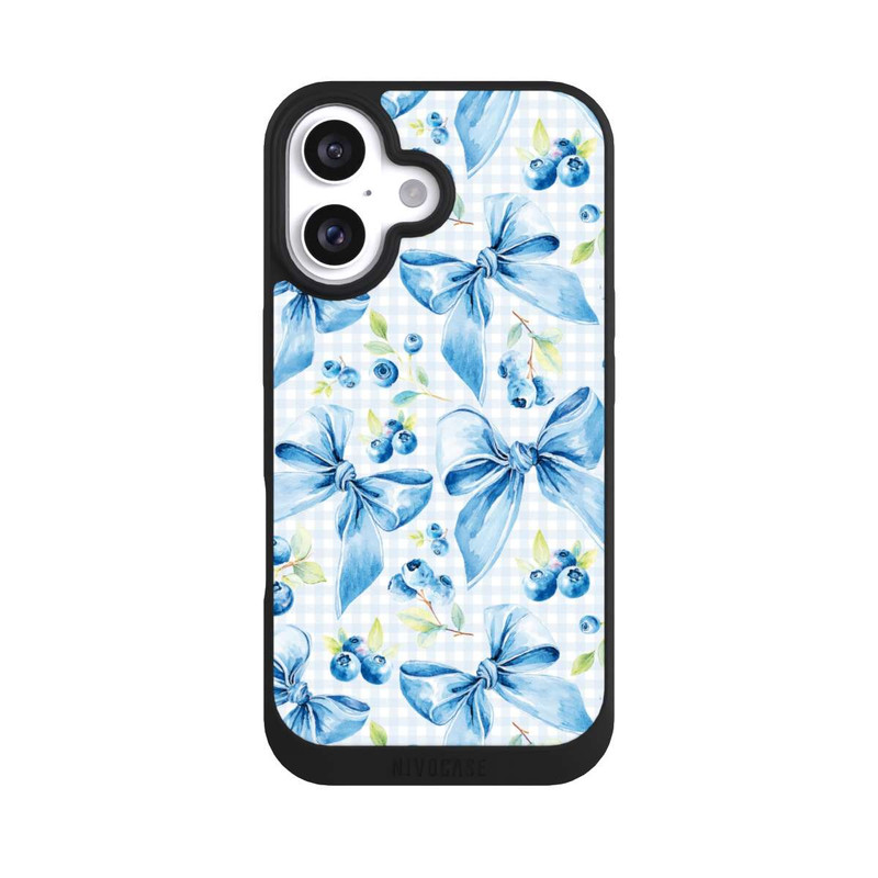 iPhone 16 NIVOpure Blaue Schleifen und Blaubeeren mit KI