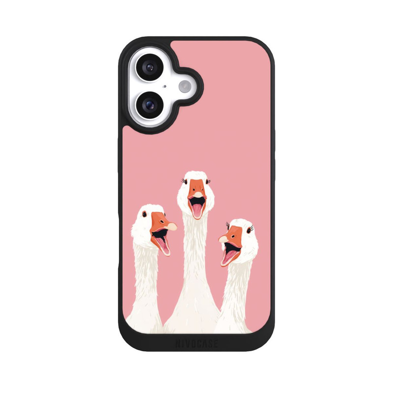 iPhone 16 NIVOpure Drei Gänse Rosa mit KI