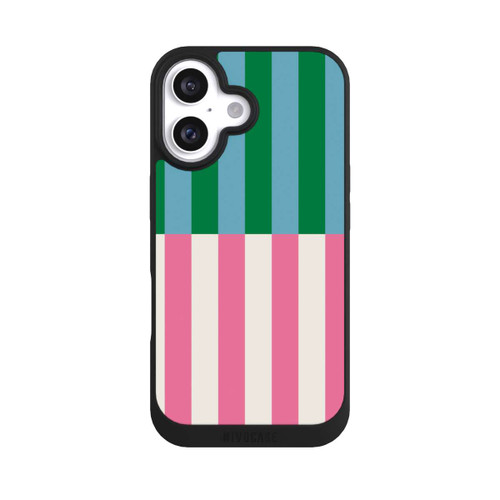 Apple iPhone 16 NIVOpure Streifenmuster Grün Rosa