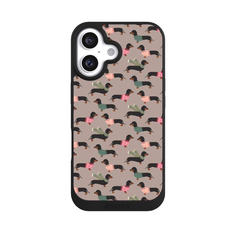 iPhone 16 NIVOpure Dackel Muster Winter