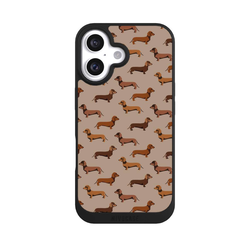 iPhone 16 NIVOpure Dackel Muster Braun