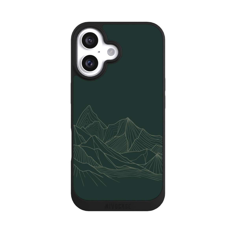 iPhone 16 NIVOpure Berg Line Art Grün