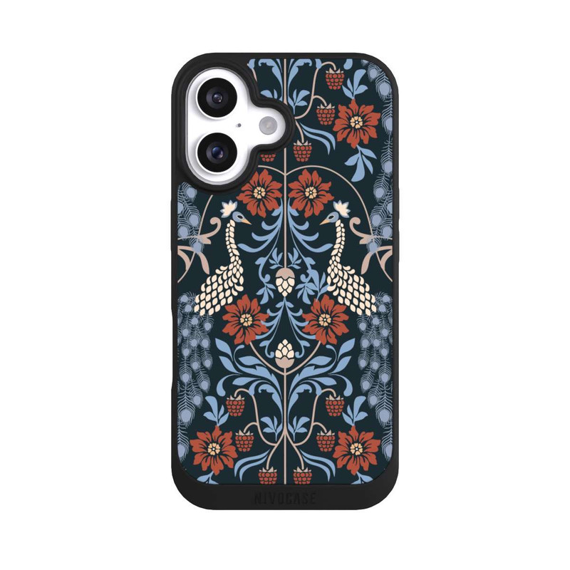 iPhone 16 NIVOpure Vintage Peacock Garden Arts and Crafts Floral Dark