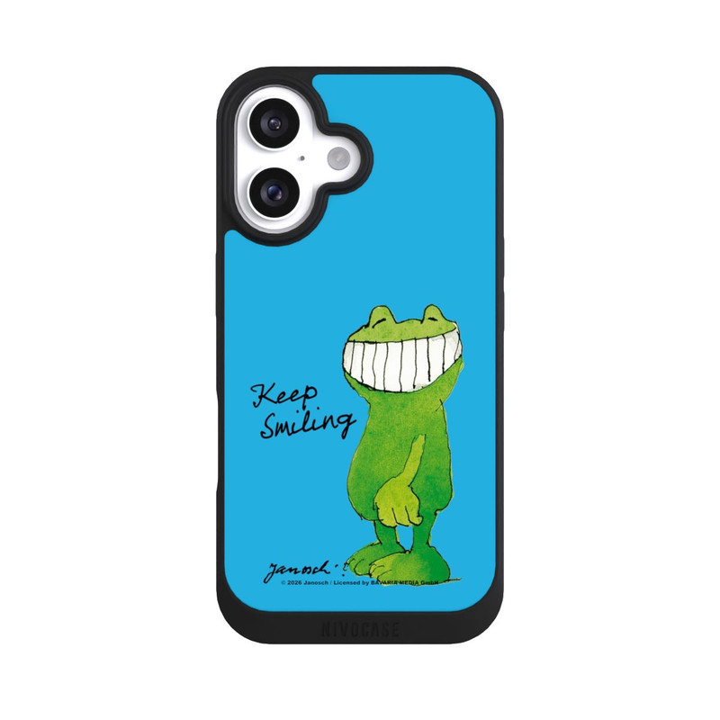 iPhone 16 NIVOpure Janosch Frosch Keep Smiling Blue