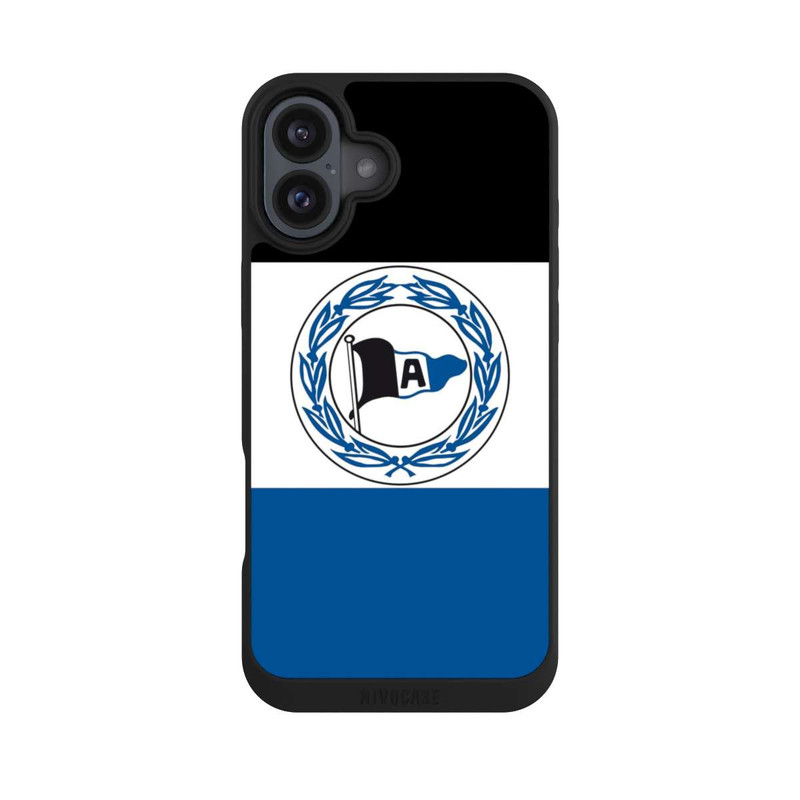 iPhone 16 Plus NIVOpure Arminia Bielefeld Schwarz Weiss Blau