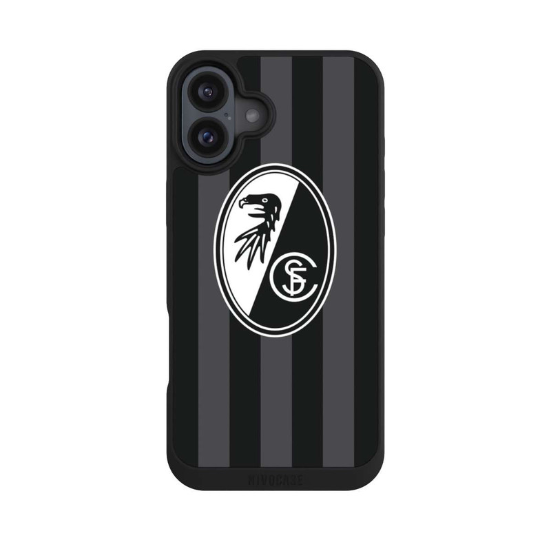 iPhone 16 Plus NIVOpure SC Freiburg - Grau Gestreift