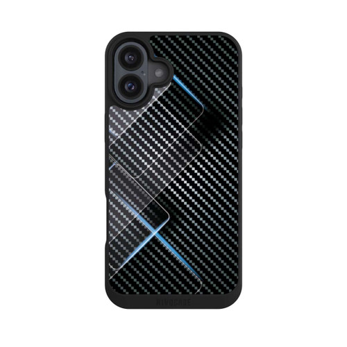 Apple iPhone 16 Plus NIVOpure Blaue Linien auf Karbon