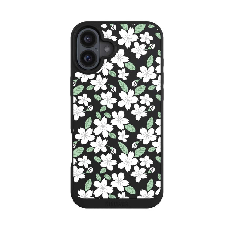 iPhone 16 Plus NIVOpure Weisse Blüten ohne Hintergrund
