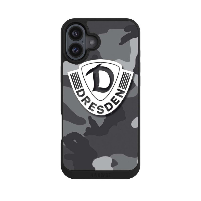 iPhone 16 Plus NIVOpure Dresden Camouflage Grau - Dynamo Dresden