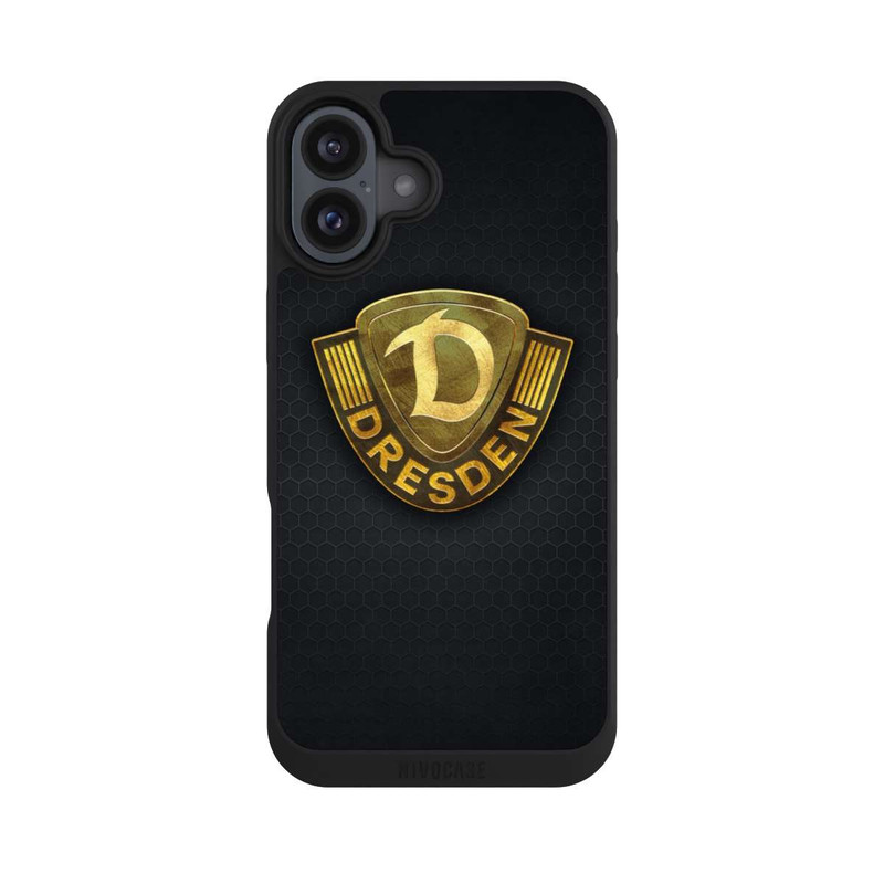 iPhone 16 Plus NIVOpure Goldenes Logo Look Dynamo Dresden