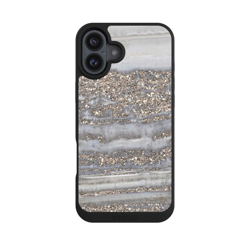 iPhone 16 Plus NIVOpure Weißer Glitzer Marmor Look