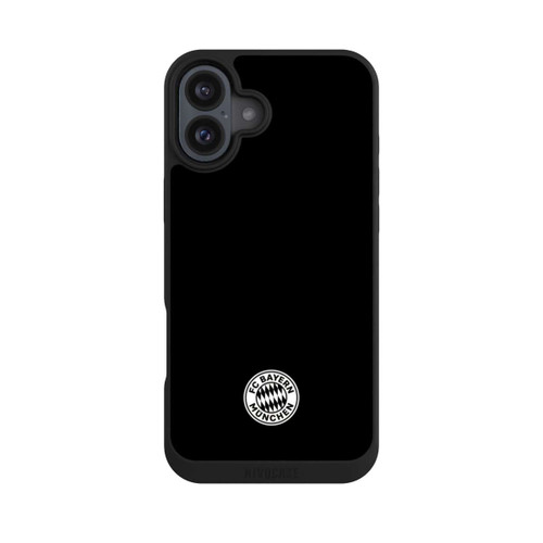 Apple iPhone 16 Plus NIVOpure Klassisches FCB Logo Klein - Weiß auf Schwarz