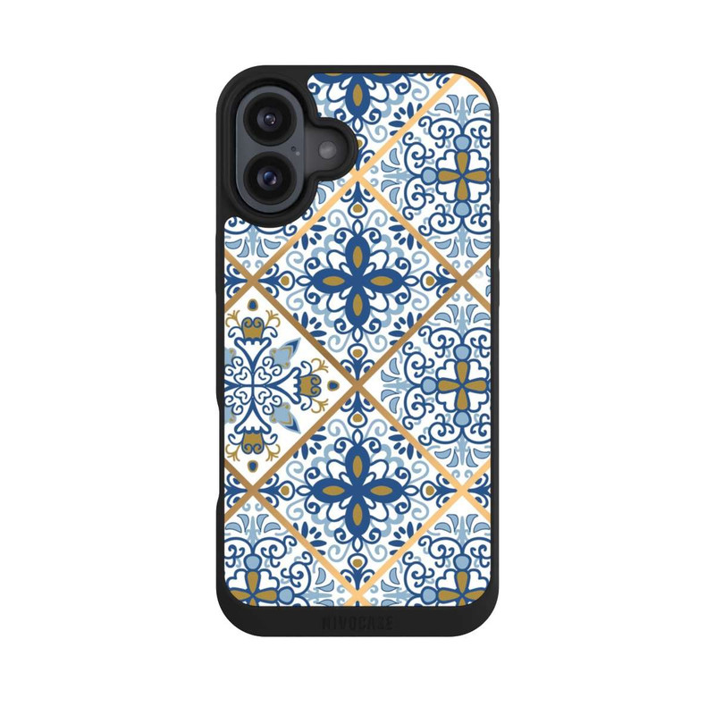 iPhone 16 Plus NIVOpure Mosaik Blau-Gold Look