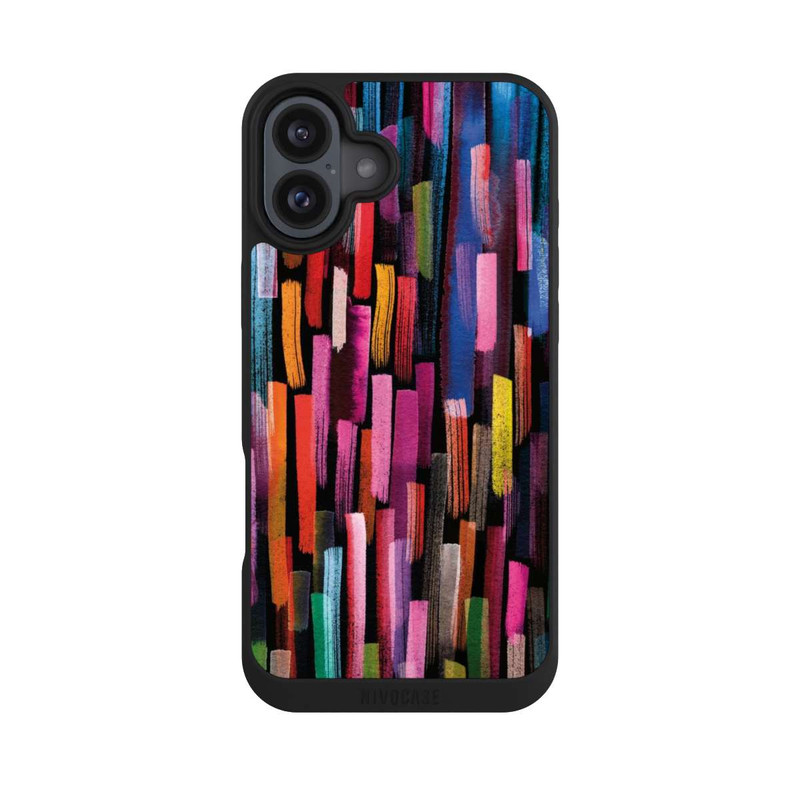 iPhone 16 Plus NIVOpure Bunte Pinselstriche schwarz