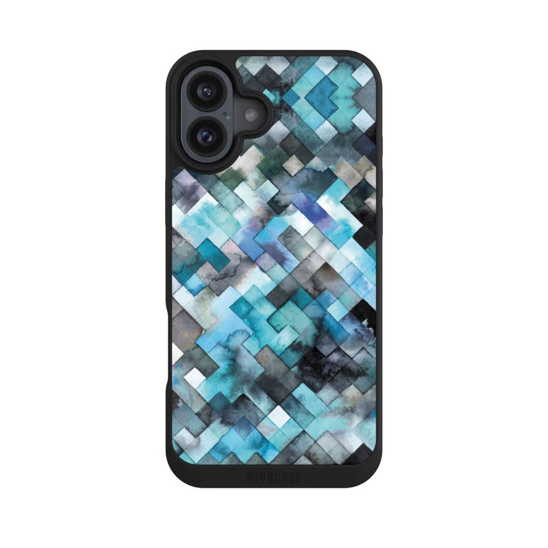 iPhone 16 Plus NIVOpure stimmungsvolles geometrisches Muster blau