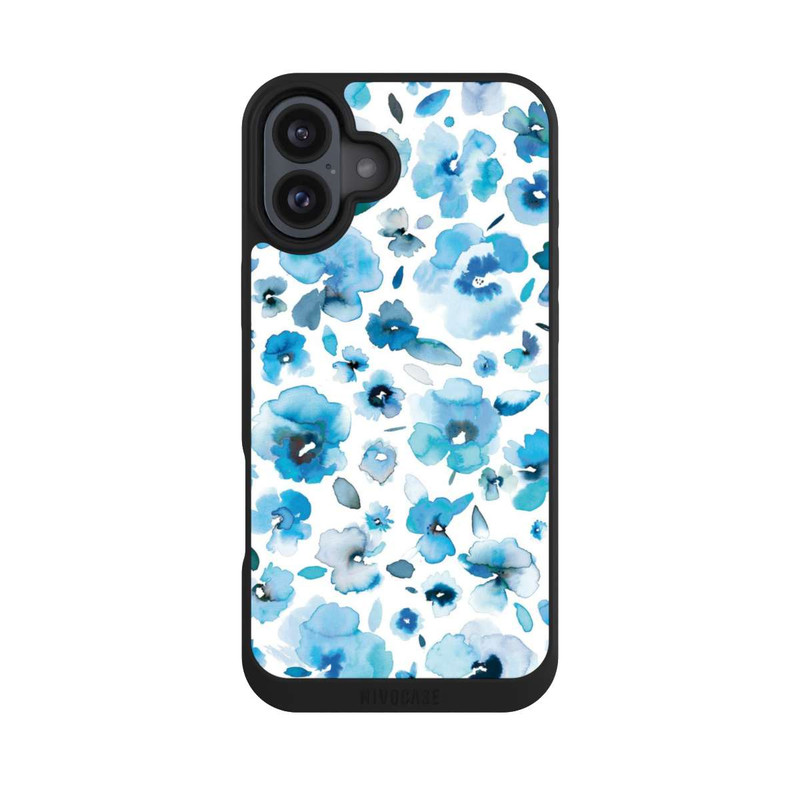 iPhone 16 Plus NIVOpure Fleurs tropicales bleues