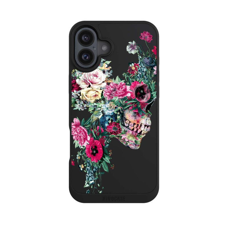 iPhone 16 Plus NIVOpure Blumen-Totenkopf transparent