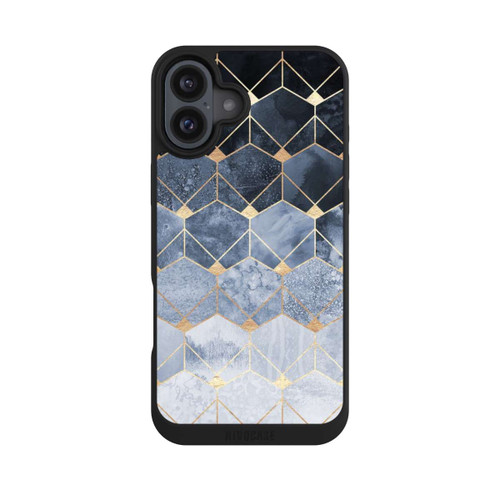 Apple iPhone 16 Plus NIVOpure Blue Hexagons And Diamonds Gold Print
