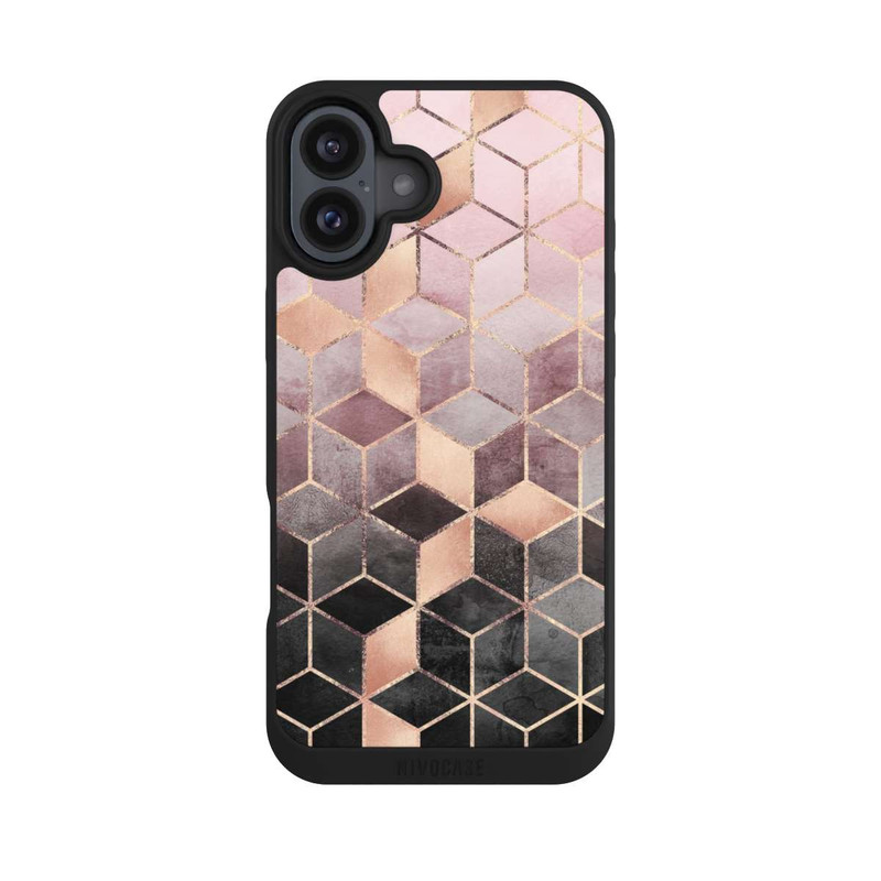 iPhone 16 Plus NIVOpure Pink-grauer Farbverlauf Würfel Druck