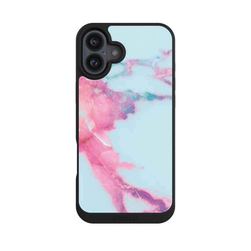 iPhone 16 Plus NIVOpure Hellblauer schillernder Adermarmor