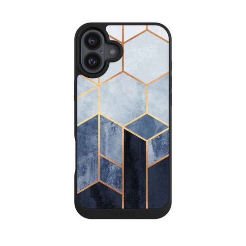 Apple iPhone 16 Plus NIVOpure Impression d'or d'hexagones bleus doux