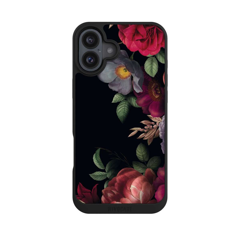 iPhone 16 Plus NIVOpure Blumen Auf Schwarz