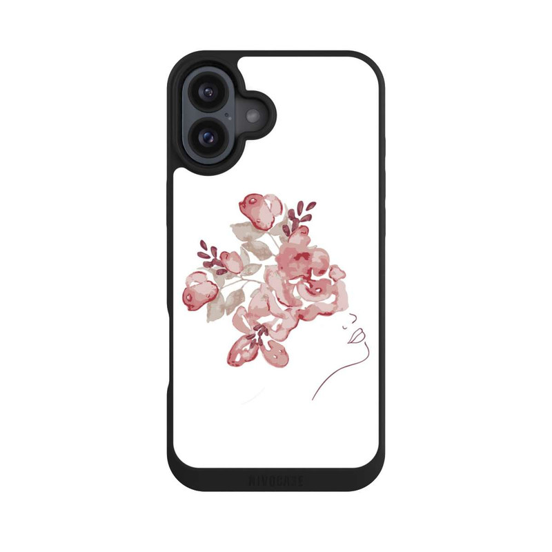 iPhone 16 Plus NIVOpure Line Art Fleurs de visage de femme