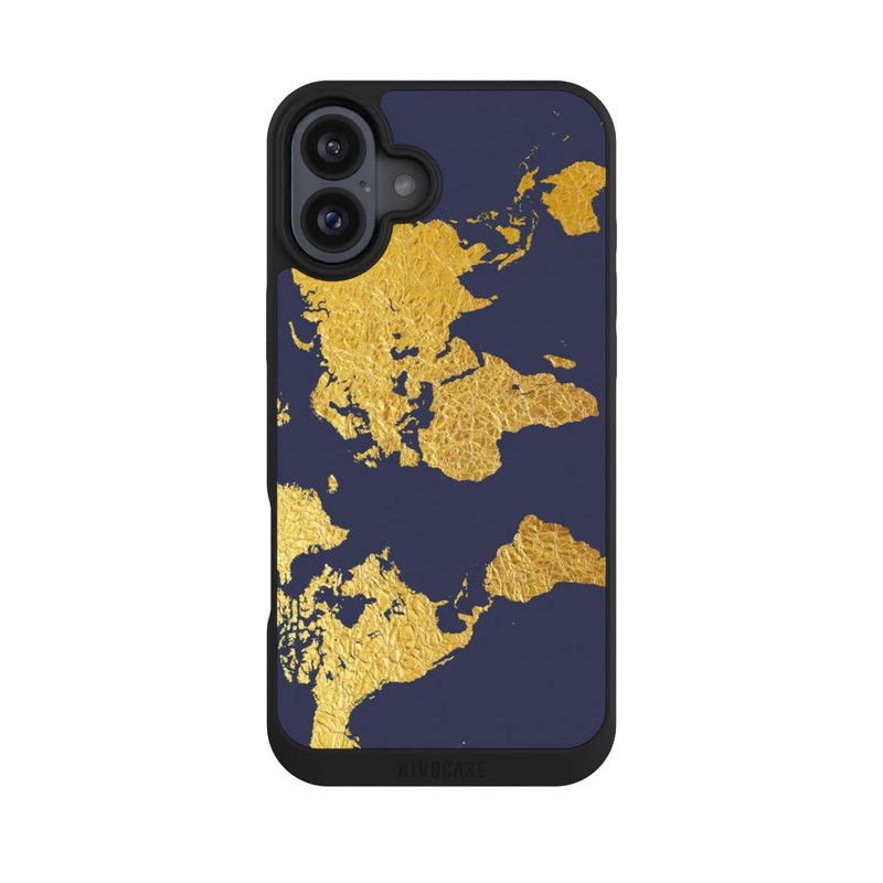 iPhone 16 Plus NIVOpure Weltkarte Gold