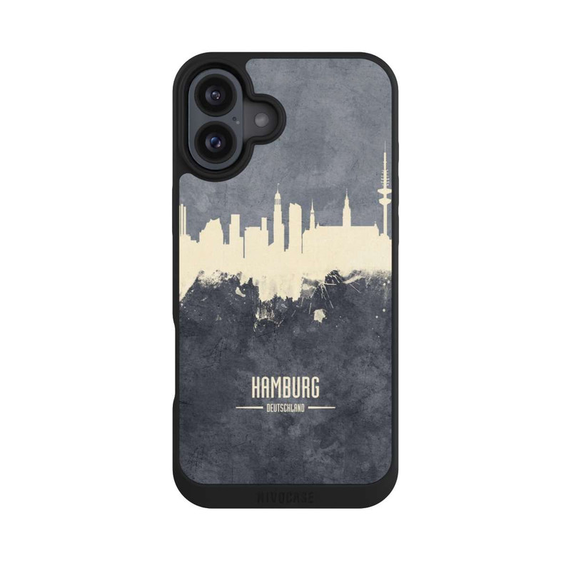 iPhone 16 Plus NIVOpure Hamburg Skyline Grau