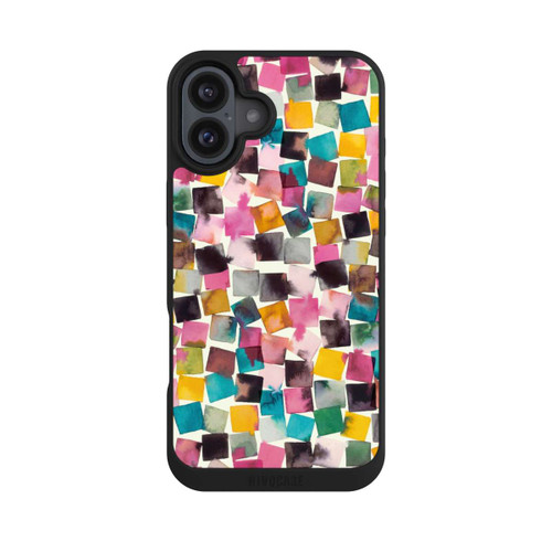 Apple iPhone 16 Plus NIVOpure Aquarell geometrische Plaids rosa