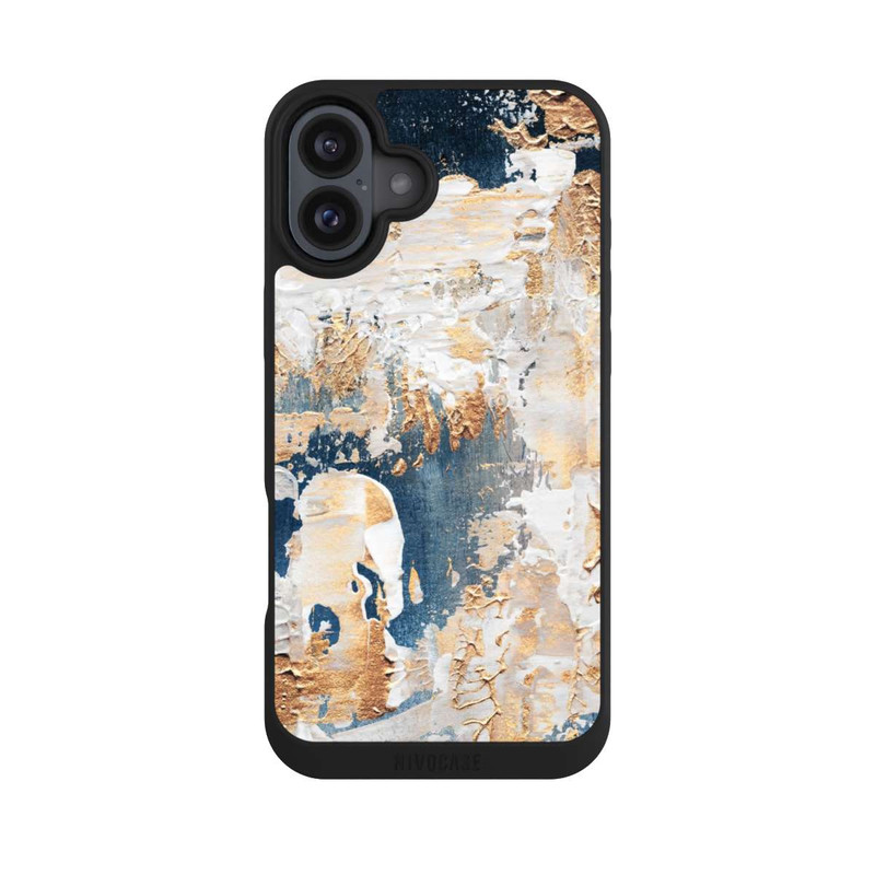 iPhone 16 Plus NIVOpure Abstraktion Blau und Gold