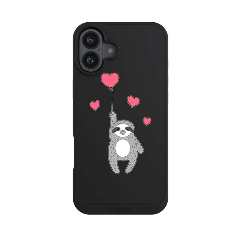 iPhone 16 Plus NIVOpure Faultier mit Herzen transparent