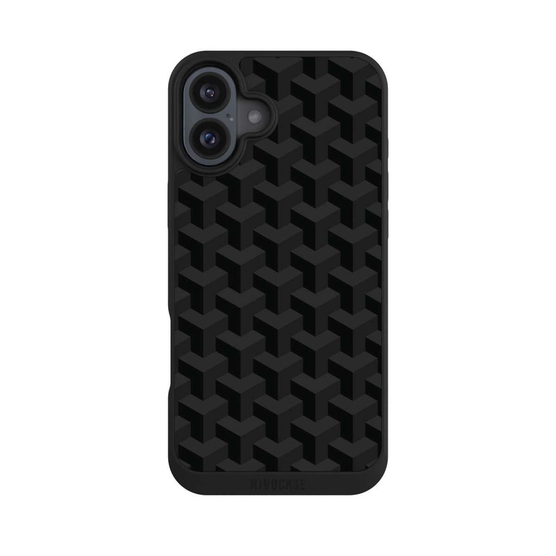 iPhone 16 Plus NIVOpure Black Isometric Pattern