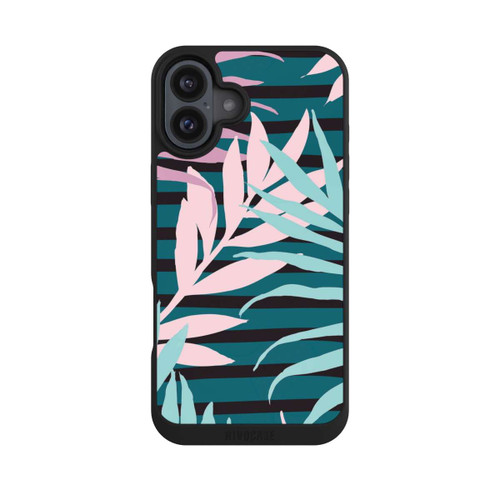 Apple iPhone 16 Plus NIVOpure Pastel Jungle Leaves Pink Teal Seamless