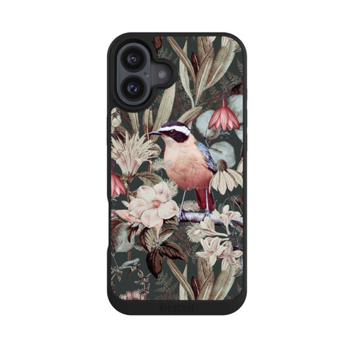 Apple iPhone 16 Plus NIVOpure Orangefarbener Vogel im Vintage Blumenmuster