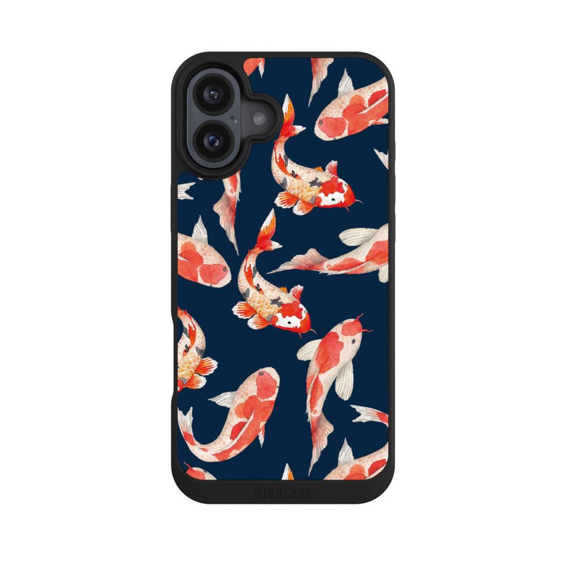 iPhone 16 Plus NIVOpure Poisson corail sur fond bleu