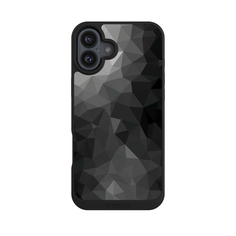 iPhone 16 Plus NIVOpure Polygonales Mosaik Schwarz/Weiß