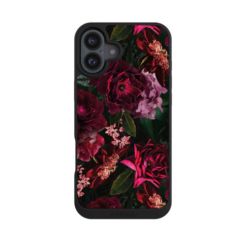 Apple iPhone 16 Plus NIVOpure Dunkelrote und rosa Blüten