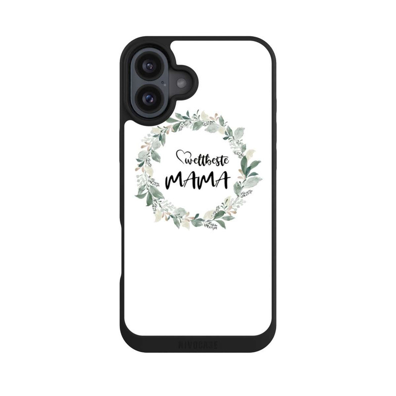 iPhone 16 Plus NIVOpure Weltbeste Mama Blumenkranz