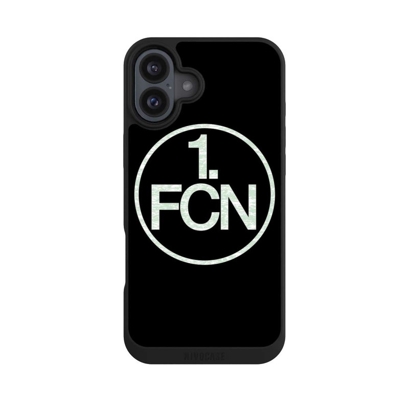 iPhone 16 Plus NIVOpure FCN Logo in Weiß Hintergrund Schwarz