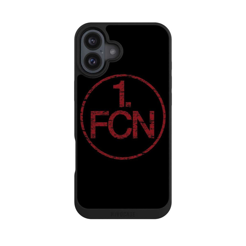 iPhone 16 Plus NIVOpure FCN Logo Rot Hintergrund Schwarz