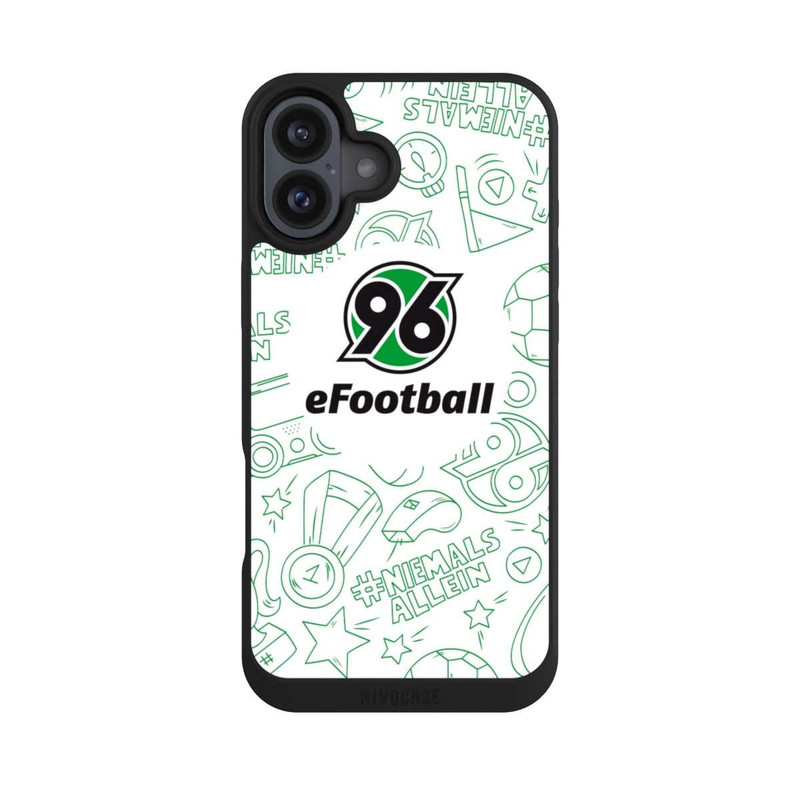 iPhone 16 Plus NIVOpure Hannover 96 Football Pattern Design White