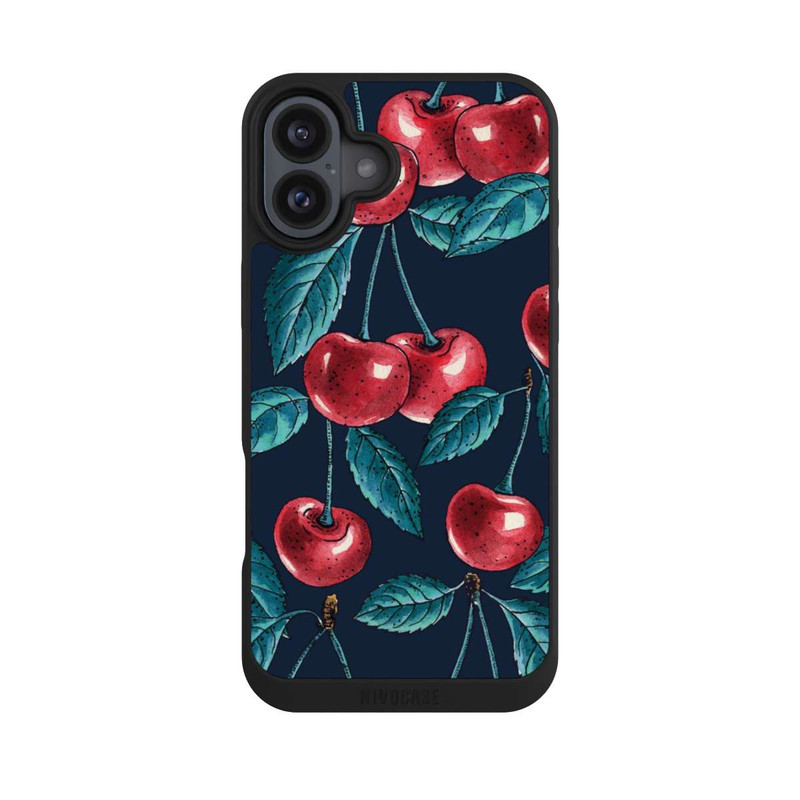 iPhone 16 Plus NIVOpure Cerises Motif foncé