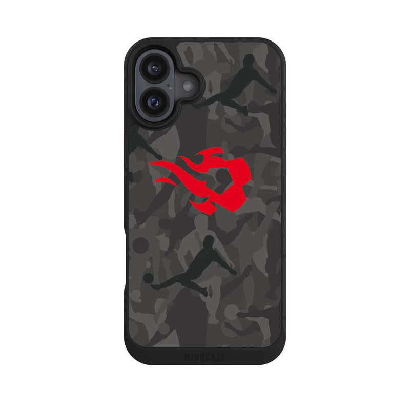 iPhone 16 Plus NIVOpure Belgisch Rot Flammen Camouflage Grau