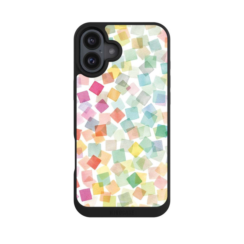 iPhone 16 Plus NIVOpure Konfetti geometrische Plaids Regenbogen